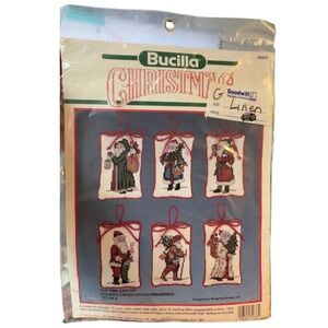 Bucilla Old Time Santas Counted Cross-Stitch Ornament Kit – 82633 – New Vintage